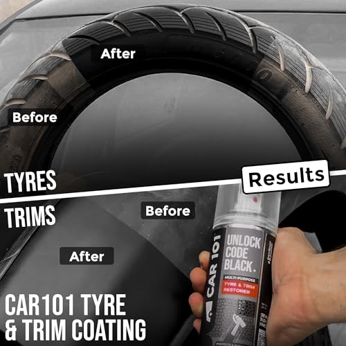 CAR101 Tyre & Trim Restorer | 250ml - Pack of 1| Multi-Purpose Protectant for Plastic, Vinyl & Rubber | Nano Polymers | Revives Faded Exterior Trim & Bumpers | Restores Shine & Prevents Fading - Image 4
