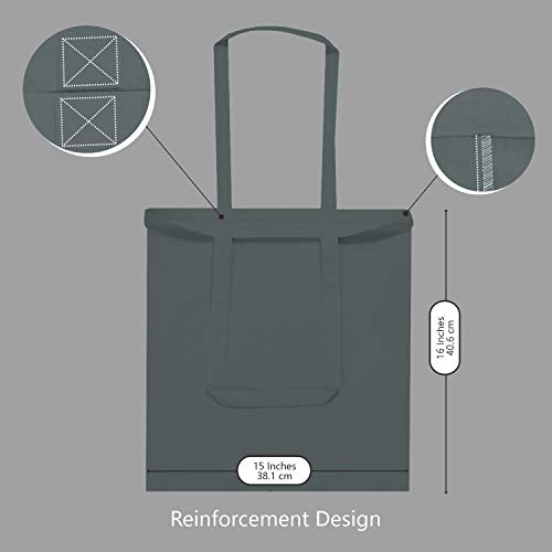 TOPDesign 24-Pack Economical 16"x15" Grey Cotton Tote Bag, Lightweight Medium Reusable Grocery Shopping Cloth Bags, Suitable for DIY, Advertising, Promotion, Gift, Activity - Image 5