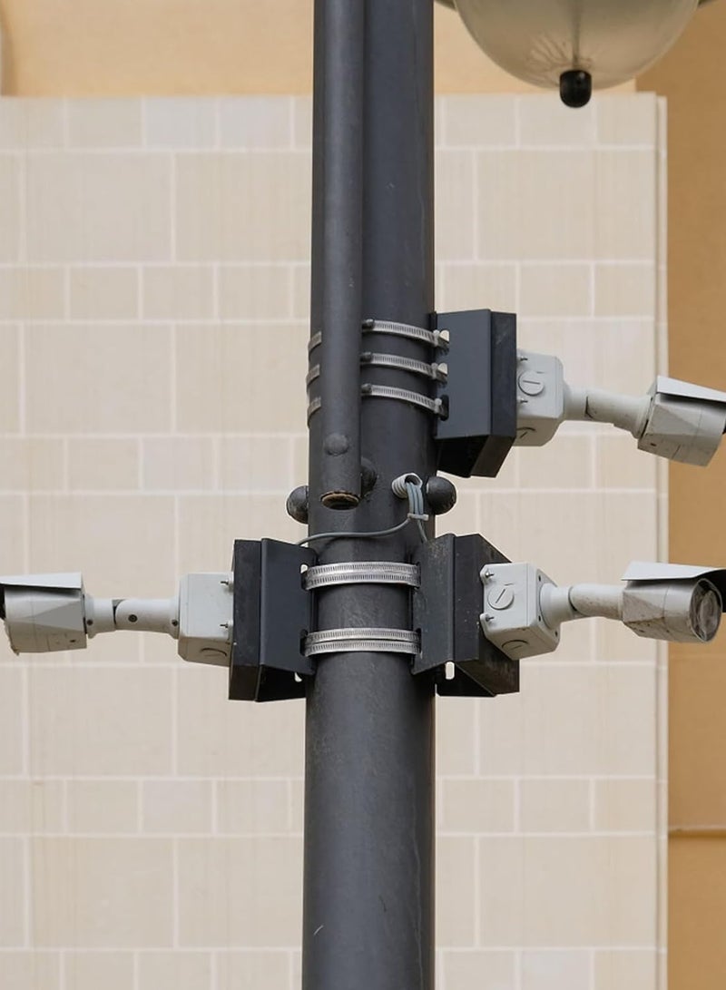 Arabest Universal Vertical Pole Mount for Security Camera, Stainless Steel Mounting Corner Bracket with 3 Loop Pipe Clamps, Solid Metal Mounting Corner Bracket for Cameras LED Wall, Solar Panels - Image 5
