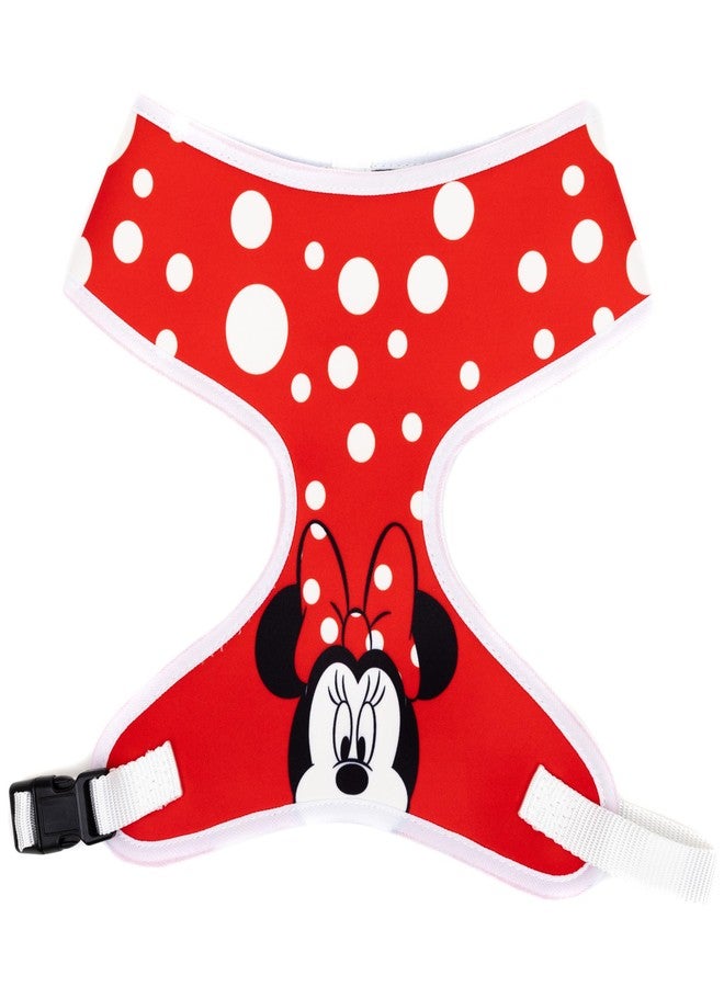 Buckle Down Disney Pet Harness, Dog Collar Plastic Buckle, Minnie Mouse Face and Polka Dots Red White - Image 1