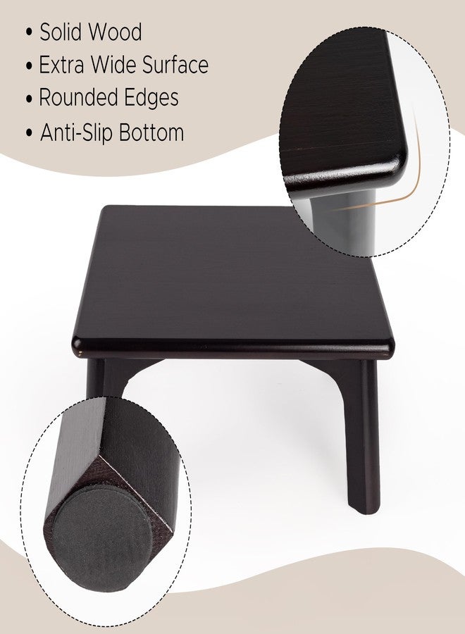 Sunlit One Step Stool, Heavy Duty Bathtub Stool up to 550 lbs, Non-Slip Wood Foot Stool, Wooden Step Stool for Adults, Dark Walnut Bed Step Stools for High Bed, Kitchen Bathroom Bedroom - Image 4