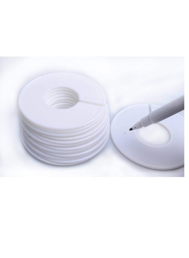 Clothing Rack Size Dividers, Wardrobe Round Hangers Label Closet Dividers with One Marker Pen, for Clothes Organization, White, 20 Pcs - Image 4