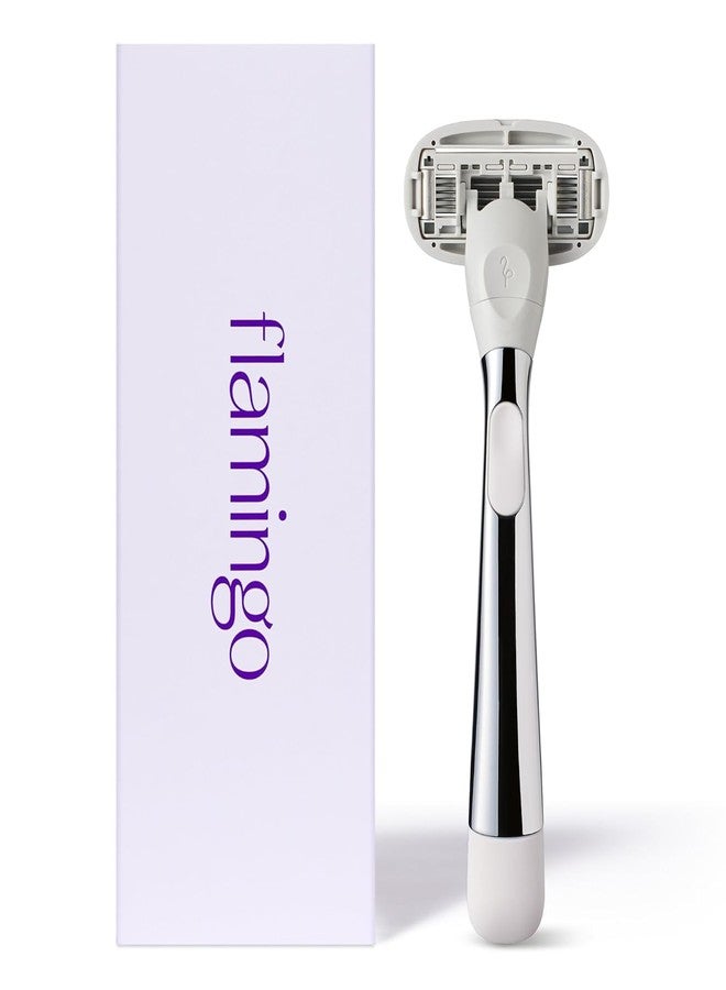 Flamingo Razors for Women, 1 Razor (Polished Chrome) Handle and 1 Razor Blade Refill - Image 2