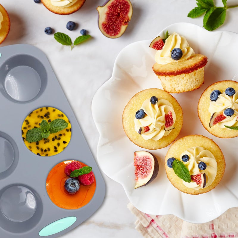 Tongjude 8 Pieces Silicone Donut Pans, Nonstick Silicone Muffin Pans, Heat Resistant Kitchen Oven Baking Cups, Dishwasher Safe and Microwave Safe, Grey - Image 5