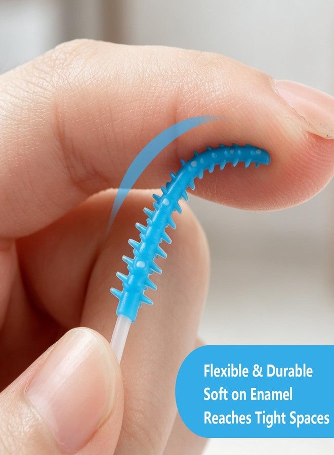 lanjue 220 Pieces Soft Dental Floss Picks, Blue Silicone Interdental Brushes Braces Brush with Case Toothpicks Brush Between Teeth for Teeth Cleaning Portable Storage Box for Oral Care - Image 4