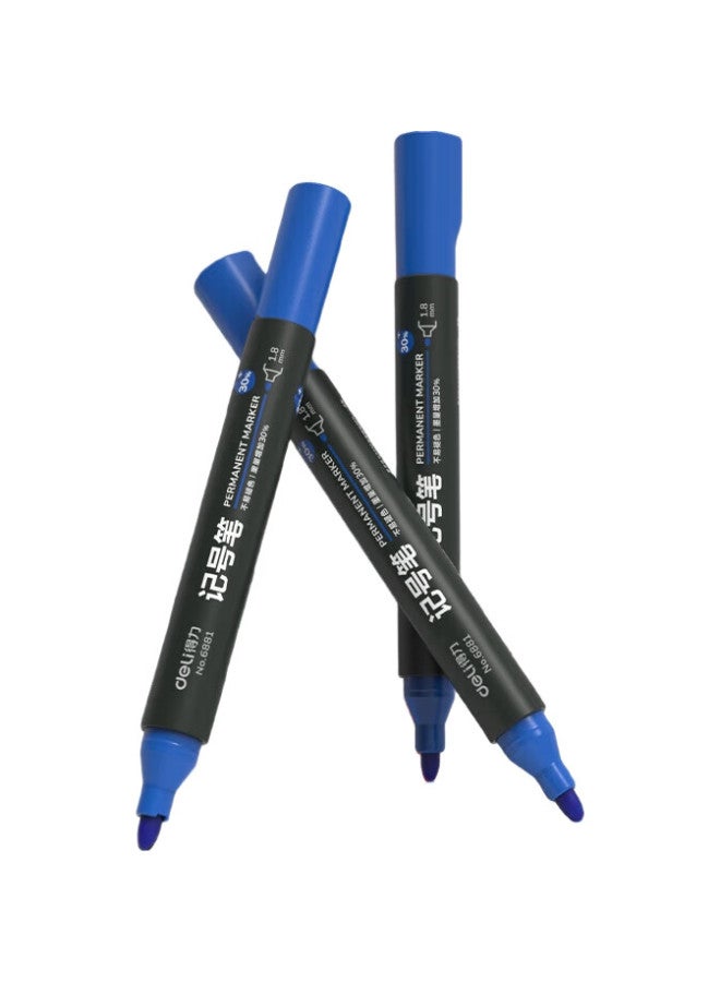 Deli قلم ماركر قابل لإعادة التعبئة من دلي، قلم ماركر لوجستي ذو طرف سميك، زيت-based، أزرق، 10 قطع/علبة، S552 - Image 1