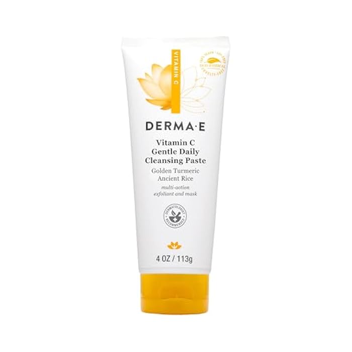 derma-e Derma E Vitamin C Gentle Daily Cleansing Paste, 4.0 Oz, Vitamin C Face Mask or Facial Wash with Turmeric, Brightening and Clarifying Facial Mask and Scrub - Image 1