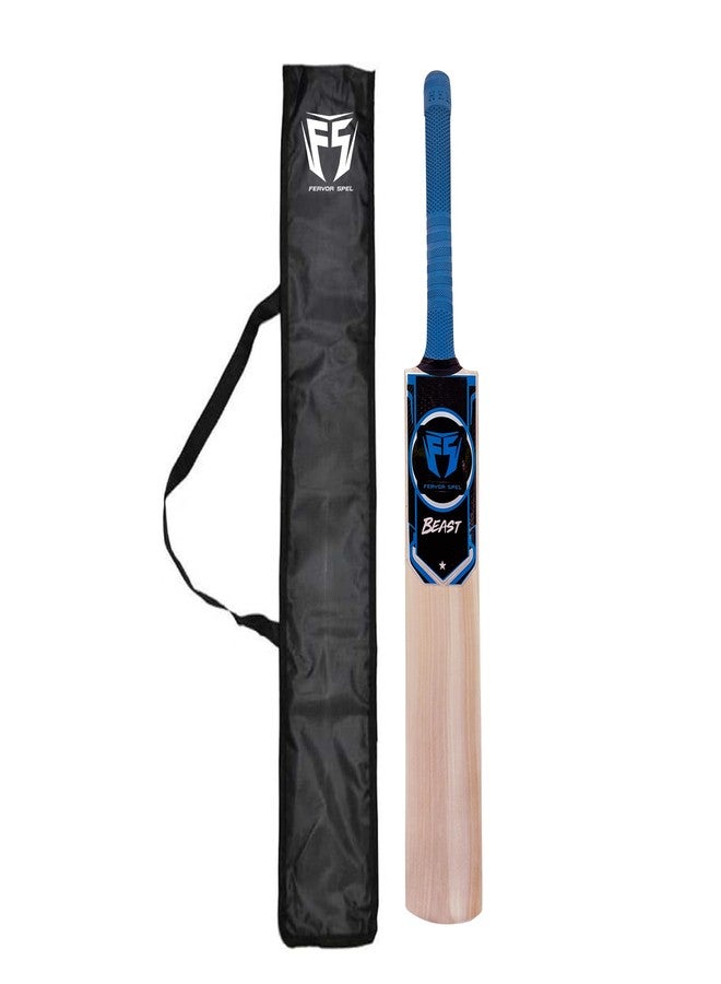 Fervor Spel FS Beast Blue Kashmir Willow Cricket Bat -Size SH | Professional Bat for Leather Ball | Shock Absorption Singapore Cane Handle | Cover Included - Image 5