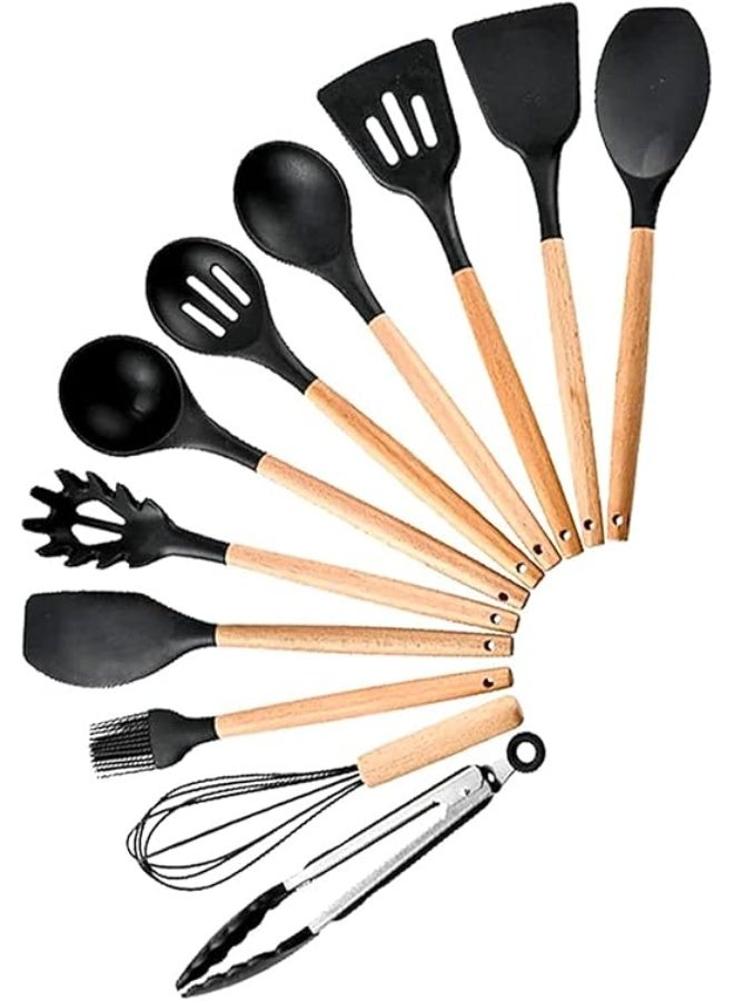 JscubeR Silicone Kitchen Utensils Set with Plastic Holder – 12 Pieces Heat‑Resistant Cooking Tools - Image 2