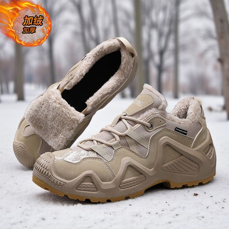 Men'S Shoes Winter 2025 New Men'S Outdoor Sports Fleece-Lined Retro Workwear Casual Shoes Large Size Hiking Shoes - Image 2