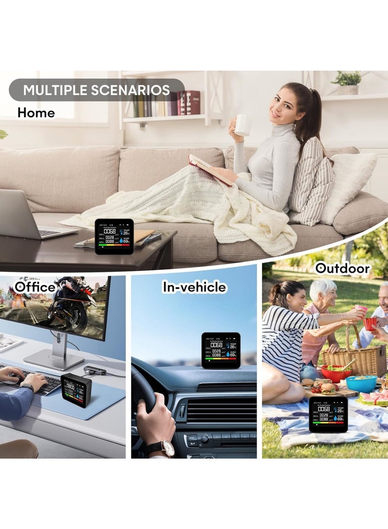 SOLARAE 9-in-1 Indoor Air Quality Monitor, PM2.5/PM10/CO2/Temperature/Formaldehyde Detector/Humidity TVOC/Time Display Air Quality Tester, for Home, Office, School - Image 3