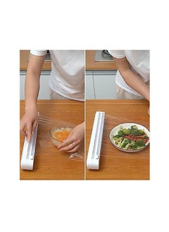 Spaceshoop Plastic Wrap Dispenser with Cutter Aluminum Foil Dispenser Refillable Wrap Dispenser Plastic Food Wrap Dispenser Cling Film Dispenser with Cutter  - Image 2