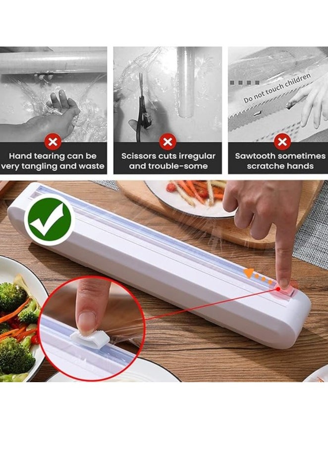 Spaceshoop Plastic Wrap Dispenser with Cutter Aluminum Foil Dispenser Refillable Wrap Dispenser Plastic Food Wrap Dispenser Cling Film Dispenser with Cutter  - Image 4