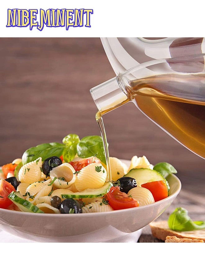 NIBEMINENT Oil and Vinegar Dispenser, 2 in 1 Glass Olive Oil and Vinegar Cruet Dispenser Bottle, Olive Soy Sauce Dispenser Double Pourer Spout, Kitchen Cooking Container(Classic) - Image 3