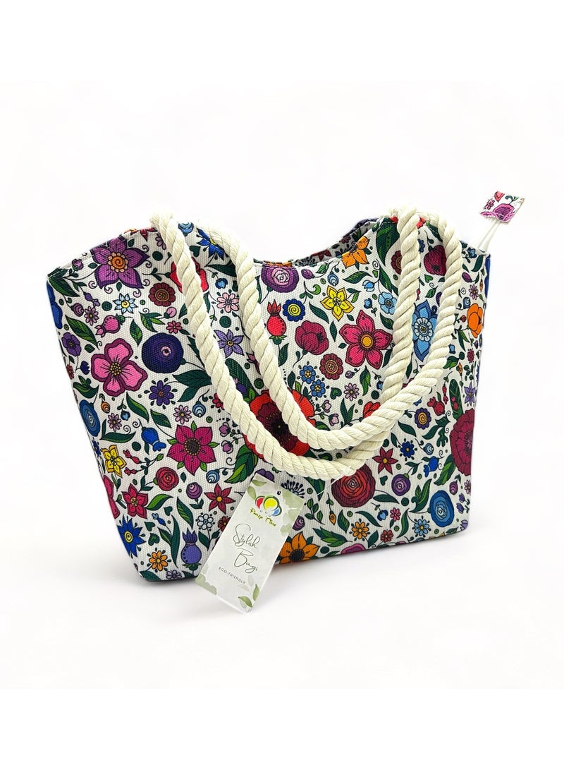 بارتي تايم حقيبة حمل أنيقة للمتسوقين بسحاب 38 * 14 * 26 سم توريد حقائب أزياء الأزهار - Image 1
