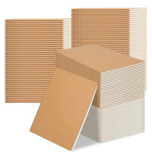 miikoul 100 Packs Kraft Small Blank Notebooks, Unlined Mini A6 Journals Bulk, Blank Notepads for Kids Student Back to School, Office, Sketching, Drawing, Writing Supplies, 5.5" X 4", 30 Sheets/60 Pages - Image 1