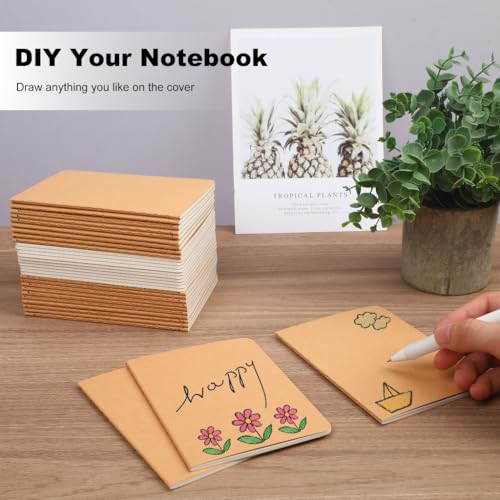 miikoul 100 Packs Kraft Small Blank Notebooks, Unlined Mini A6 Journals Bulk, Blank Notepads for Kids Student Back to School, Office, Sketching, Drawing, Writing Supplies, 5.5" X 4", 30 Sheets/60 Pages - Image 5
