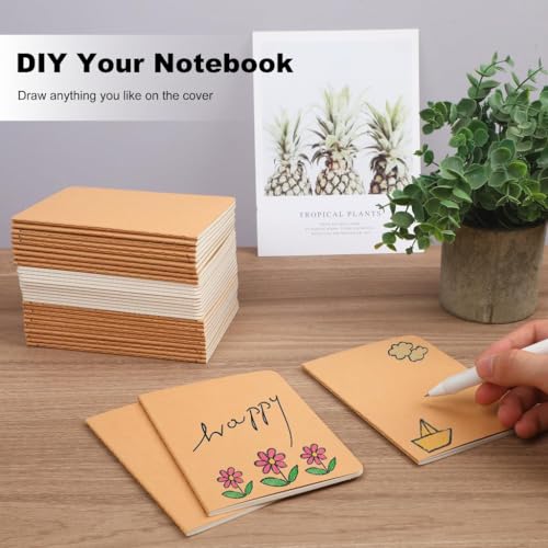 miikoul 100 Packs Kraft Small Blank Notebooks, Unlined Mini A6 Journals Bulk, Blank Notepads for Kids Student Back to School, Office, Sketching, Drawing, Writing Supplies, 5.5" X 4", 30 Sheets/60 Pages - Image 2