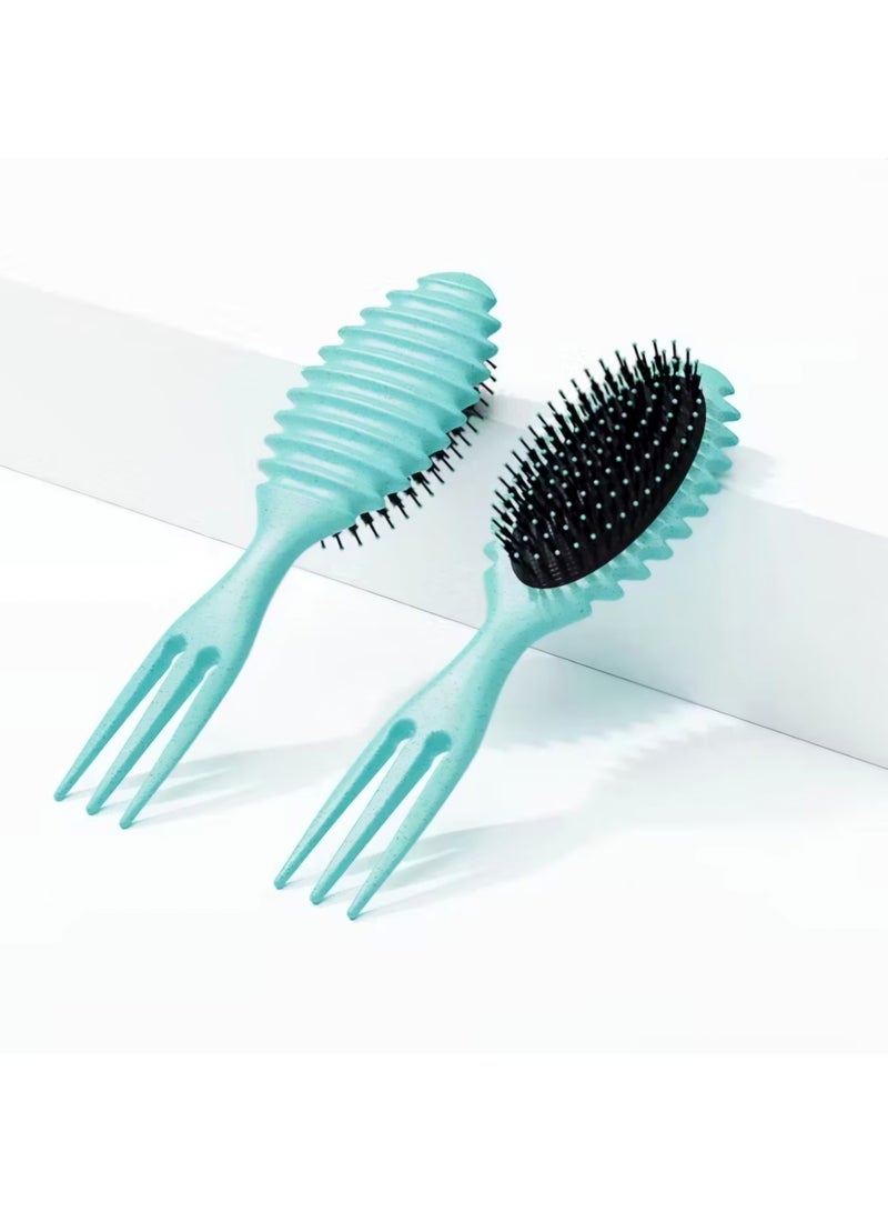Curly Hair Styling Brush with Sectioning Comb – Curl Defining & Detangling Brush / Blue - Image 1