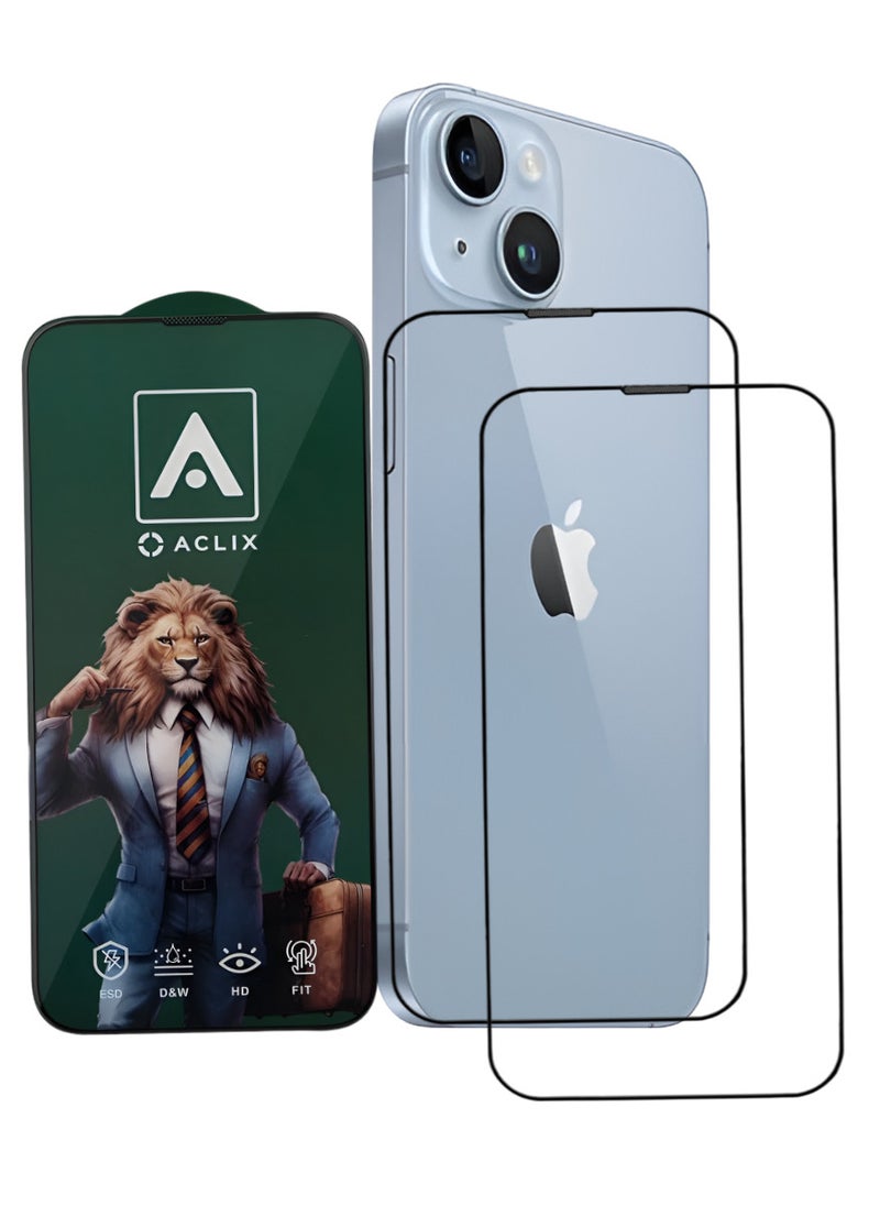ACLIX 2 Pieces Antistatic ESD Dustproof Premium Quality High Definition Tempered Glass Screen Protector Designed For  iPhone 14 Plus - Image 1