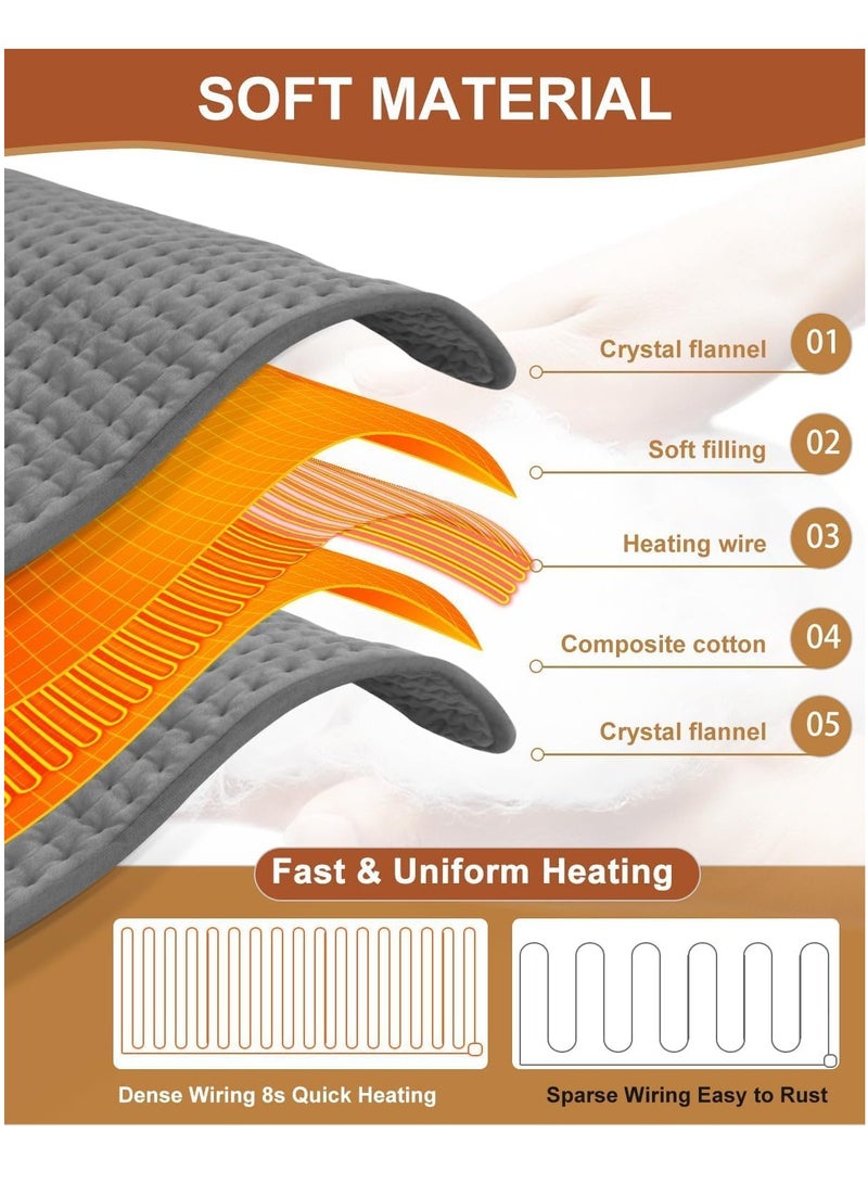 Lowyam Heating pad for Back, Neck, Shoulder, Cramps and Leg Pain Relief,Heating Pad for Back Machine Washable,Moist Dry Heat Options，9 Heat Settings & 4 Timers Auto-off, Machine Washable，Women Men Her Him 12''*24'' - Image 3