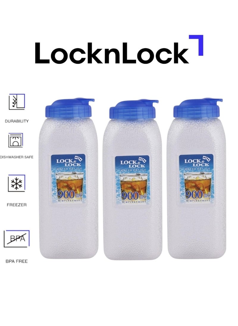 LOCK & LOCK LocknLock Aqua Water Bottle 900ml - Pack of 3, BPA-Free, Flip-Top Lid  - Image 1