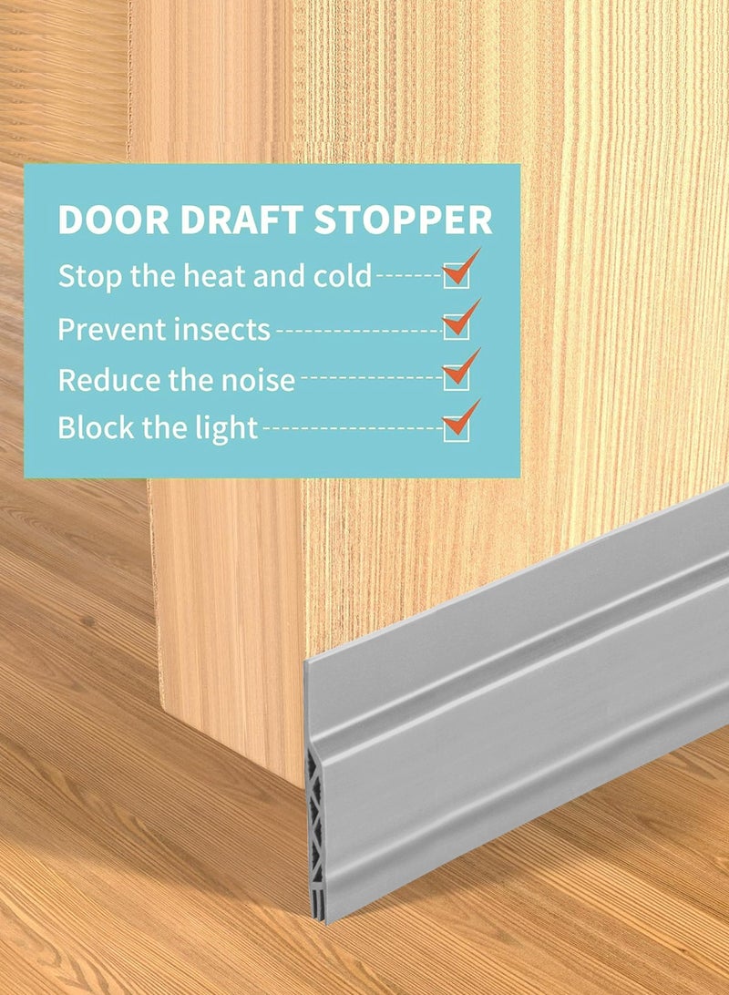 HomarKet 2 Pack Under Door Draft Stopper, 39" L Weather Stripping Door Seal, Bottom of Door Sweep for Exterior & Interior Doors, Garage Window Blocker Noise Dust Insulation Draft Guard, Grey - Image 2