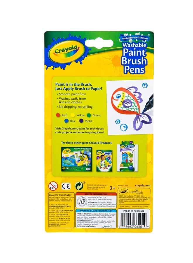 Crayola Washable No Drip Paint Brush Pens Pack Of 5