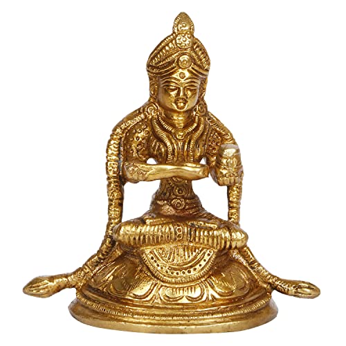 ARTVARKO Brass Annapurna Devi Idol Goddess of Food Anapurna Devi Murti Statue Height 4 Inches - Image 2