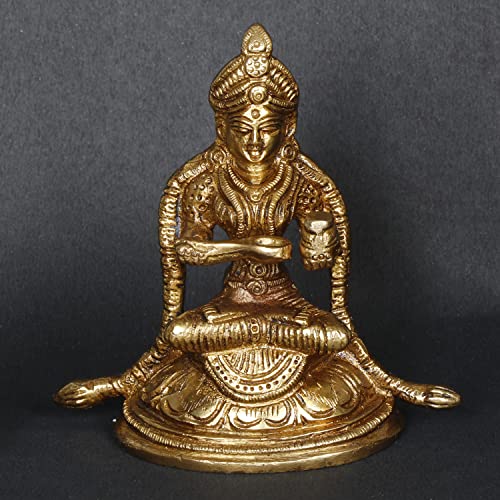 ARTVARKO Brass Annapurna Devi Idol Goddess of Food Anapurna Devi Murti Statue Height 4 Inches - Image 1