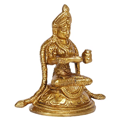 ARTVARKO Brass Annapurna Devi Idol Goddess of Food Anapurna Devi Murti Statue Height 4 Inches - Image 3