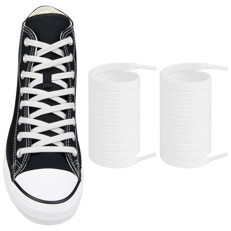 Endoto Elastic Shoe Laces for Converse High Top and Low Top Flat Stretchy Bungee Replacement Shoelaces(Color:White,Size:54Inch) - Image 1