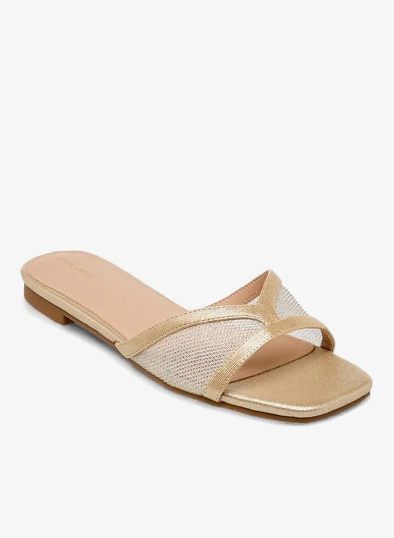 Flora Bella By Shoexpress GOLD Flora Bella Women Mesh Panel Slide Sandals for Women | Best Price UAE