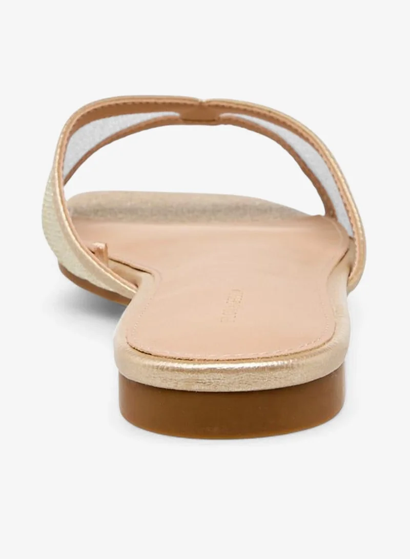 Flora Bella By Shoexpress GOLD Flora Bella Women Mesh Panel Slide Sandals for Women | Best Price UAE