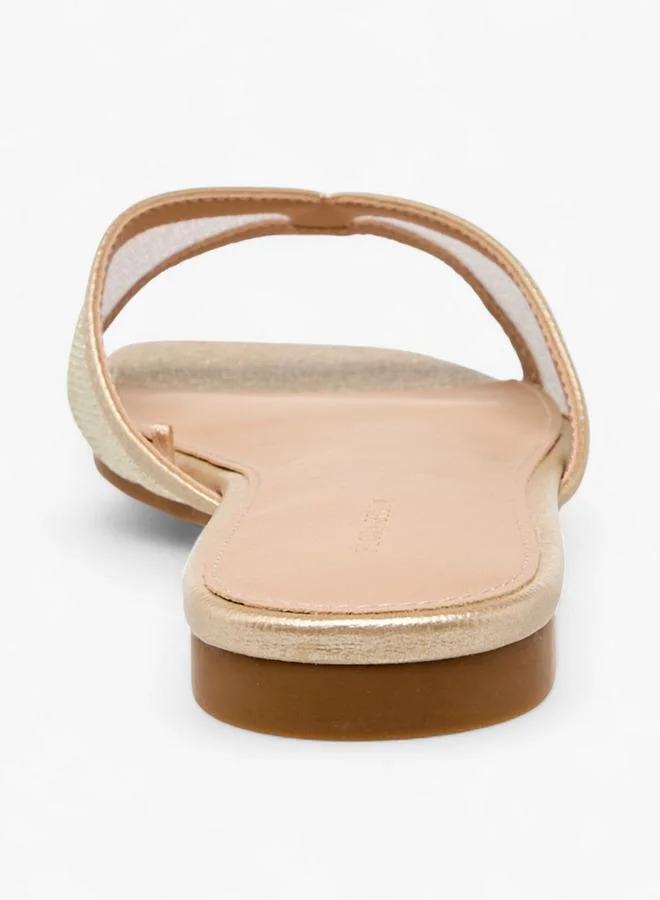 Flora Bella By Shoexpress GOLD Flora Bella Women Mesh Panel Slide Sandals for Women | Best Price UAE