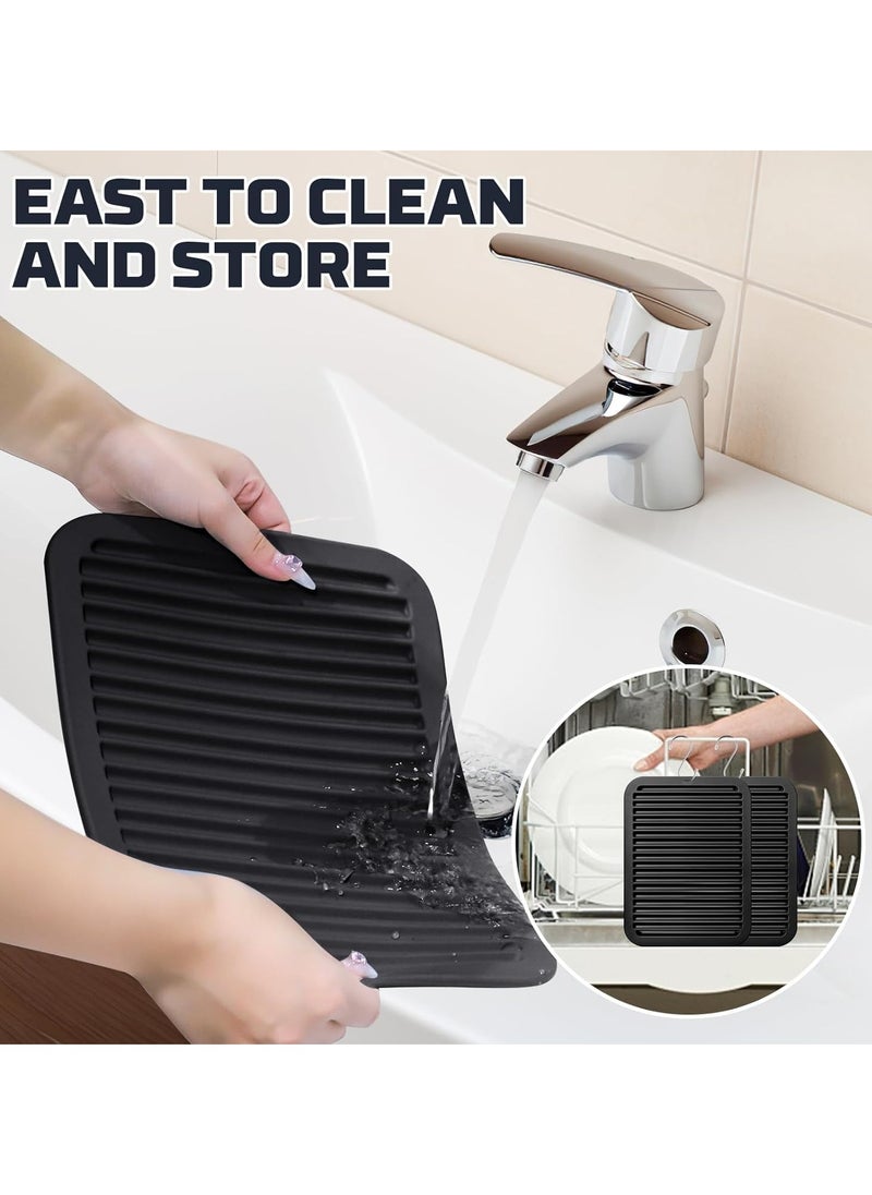 KASTWAVE 2 Pack Silicone Trivets for Hot Pans and Pots, Heat Resistant Mat with Hooks Silicone Mat for Worktops Multipurpose Silicone Table Mats Trivets for Kitchen Worktops Air Fryer Baking  - Image 3