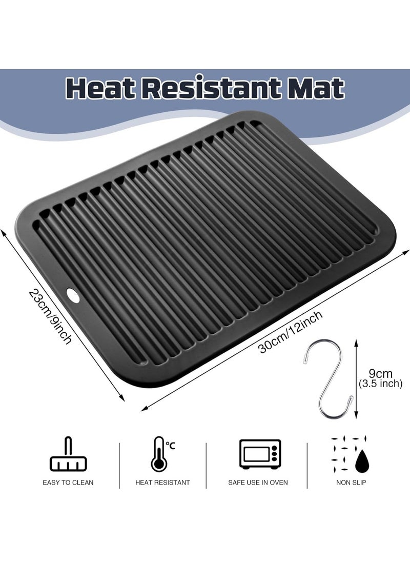 KASTWAVE 2 Pack Silicone Trivets for Hot Pans and Pots, Heat Resistant Mat with Hooks Silicone Mat for Worktops Multipurpose Silicone Table Mats Trivets for Kitchen Worktops Air Fryer Baking  - Image 4