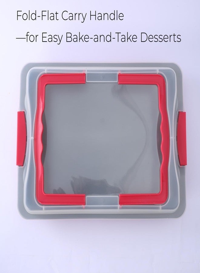 FAQQI 10x15 Jelly Roll Pan with Lid, Nonstick Carbon Steel Baking Pan with Locking Cover & Foldable Carry Handle, Rectangular Cake Pan Carrier for Swiss Roll, Brownies, Bars, Potluck & Bake Sale Desserts - Image 4
