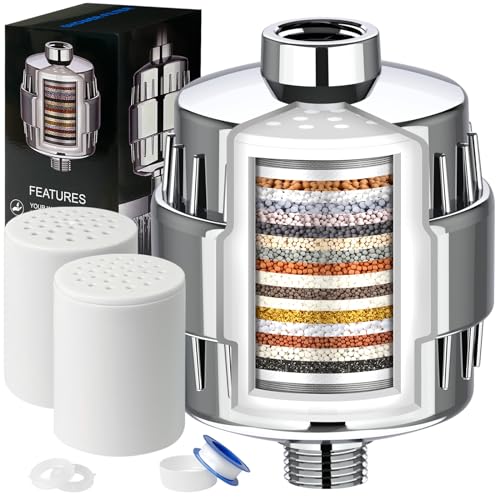 Dwavele Shower Filter, 20 Stage Shower Head Filter for Hard Water with 2 Cartridges, High Output Shower Water Filter to Remove Chlorine, Fluoride and Other Impurities, Improves Skin Condition, Protects Hair - Image 1