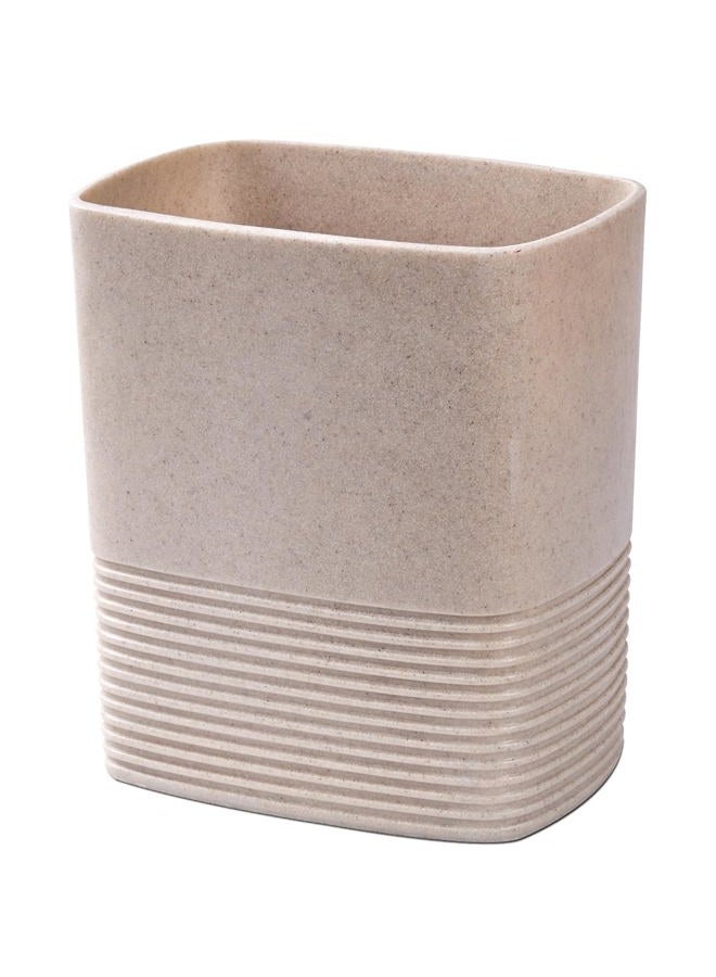 Polytree Beige Sand Stone Small Bathroom Trash Can 2 Gal(7 Liter), Heavy Sturdy Small Kitchen Garbage Can,Living Room Bedroom Trash Can, Decorative Wastebasket for Home, Garden, Office, Perfect for Toilet Side - Image 1