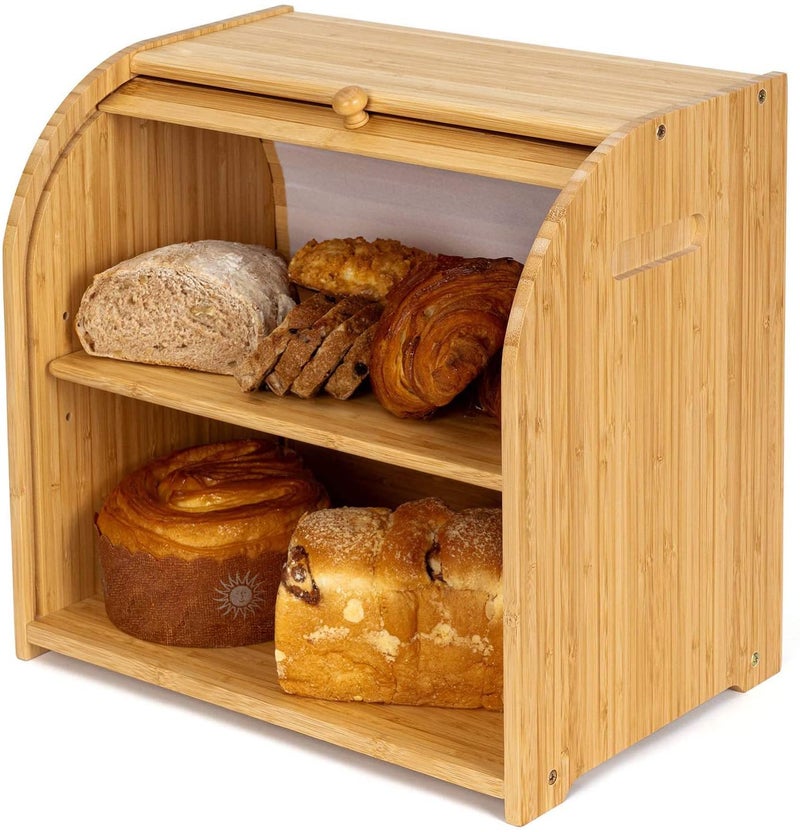 FoverOne Bamboo Bread Box for Kitchen Countertop - Image 1
