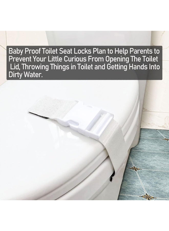 FresherAcc Toilet Locks Baby Proof Child Toddlers, [2 Packs] Sturdy Safety Toilet Lid Seat Proofer Lock for Kids Pets Dog, Easy Installation and Fit Most Toilets Bathroom (White) - Image 2