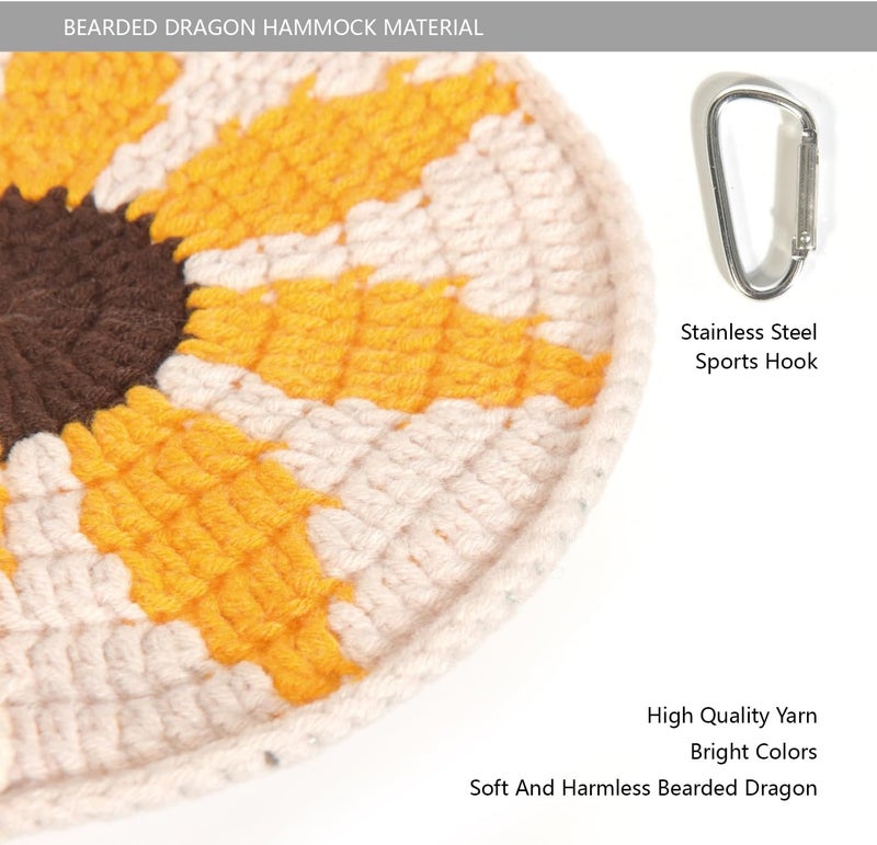 Yosadol Bearded Dragon Hammock, Handwoven Beardie Hammock, Pineapple Pattern Lizard Hanging Bed, Small Animal Pets Round Swing, Bearded Dragon Tank Accessories, Habitats Supplies, Climbing Toy - Image 5