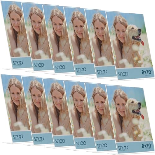 SNAP Set of 12 Snap - 8x10 Clear Acrylic Self Standing Photo Frames - Perfect for Showcasing Memories in Style - Versatile and Durable Design for Home or Office Décor - Rectangular TableTop - Single Picture Frame - Image 1