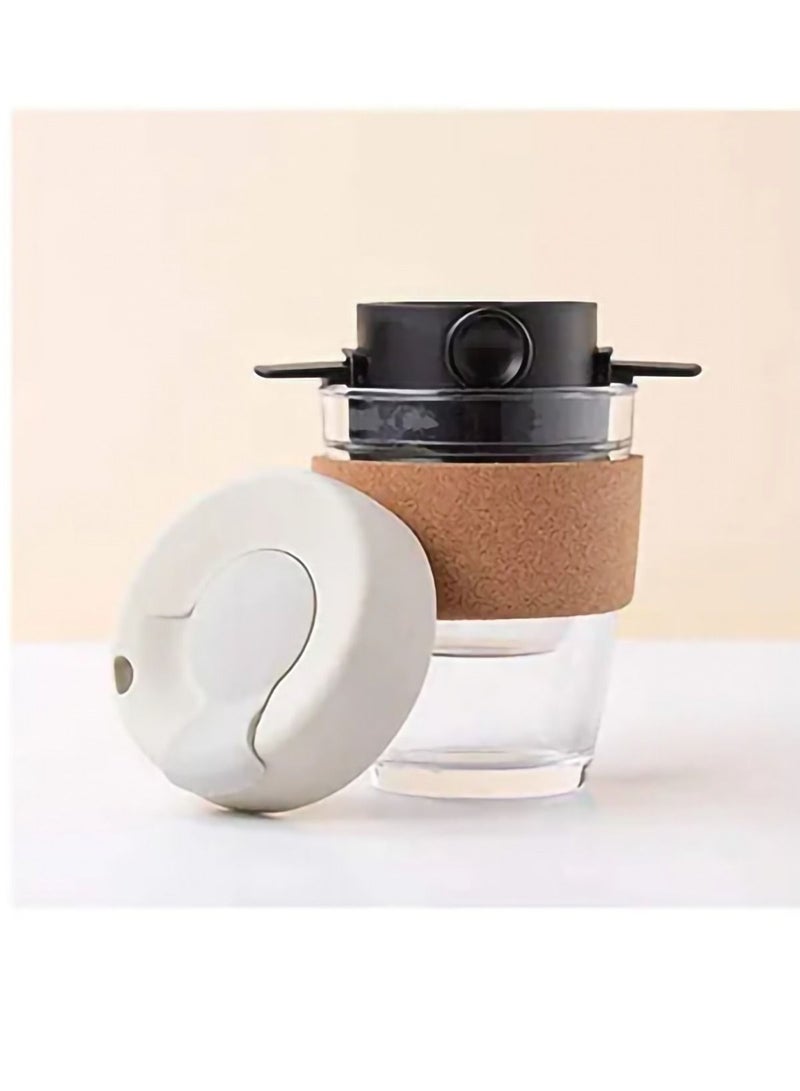 SYOSI Reusable Coffee Cup Glass Travel Mug With Lid Cream  - Image 2