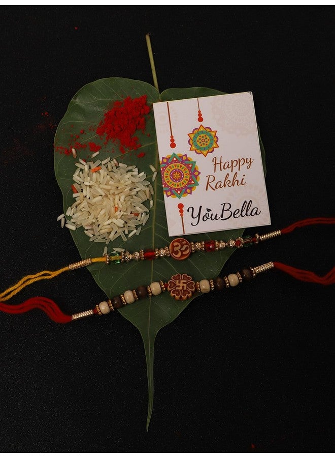 YouBella Rakhi For Brother And Bhabhi Rakhi Set Of 2 Jewellery Mens Boys Bracelet Rakhi Combo For Brother Rakhi Gift For Brother Bhaiyya/Bhai Rakhi With Roli Chawal - Image 2