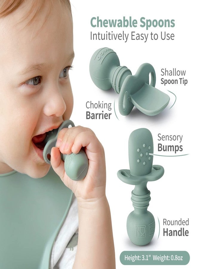 SAMiGO Silicone Baby Spoons Self Feeding 6+ Months - Infant Toddler Utensils - First Stage Baby Led Weaning Feeding Supplies - Set of 3 Pack - Image 2