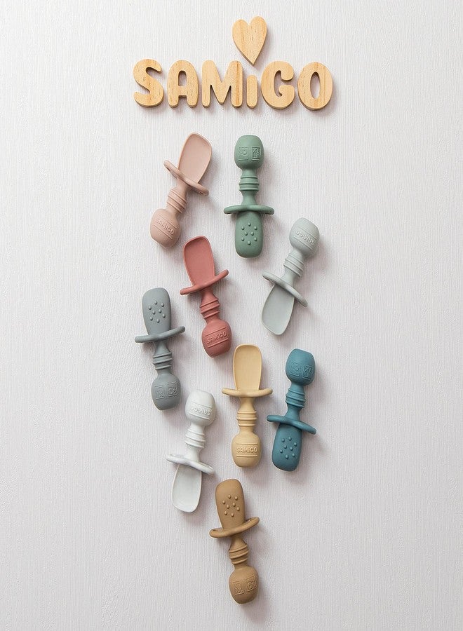 SAMiGO Silicone Baby Spoons Self Feeding 6+ Months - Infant Toddler Utensils - First Stage Baby Led Weaning Feeding Supplies - Set of 3 Pack - Image 3