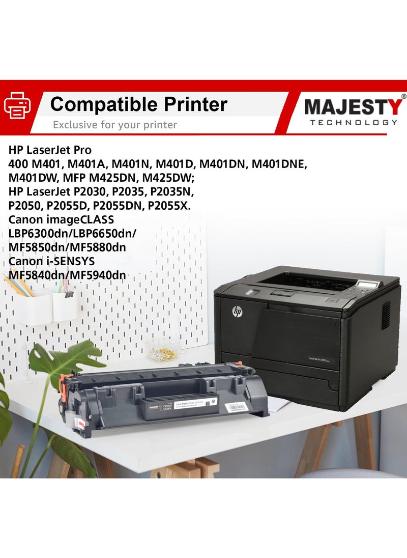 Majesty - "Toner Cartridge Compatible 80A CF280A and 05A for HP LaserJet Pro 400 M410 M401D M401A M401N M401DN M401DW M425DW M425DN and P2030 P2035 P2035N P2050 P2055D P2055DN P2055X" - Image 1