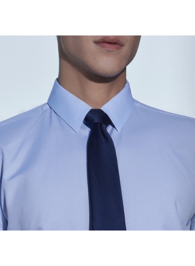 Youngor Spring/summer New Business Casual Slim-fit Commuter Short-sleeve Shirt, Blue Plaid, Size 38 - Image 2